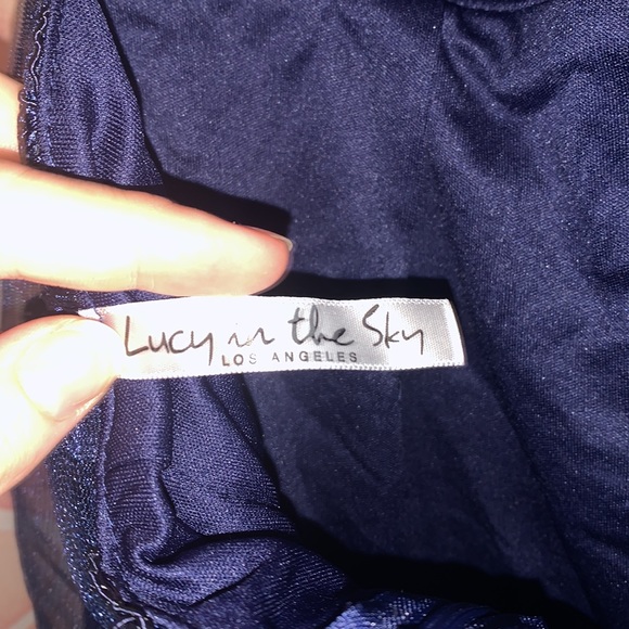 Lucy in the Sky Lace Floral Blue Mini Dress - Picture 7 of 7